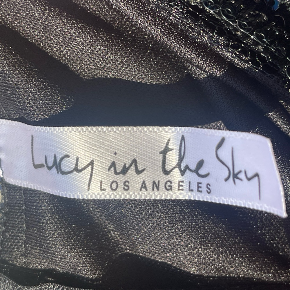 Lucy in the Sky Black sequined Babydoll Micro Mini Dress Sise S - Picture 3 of 10